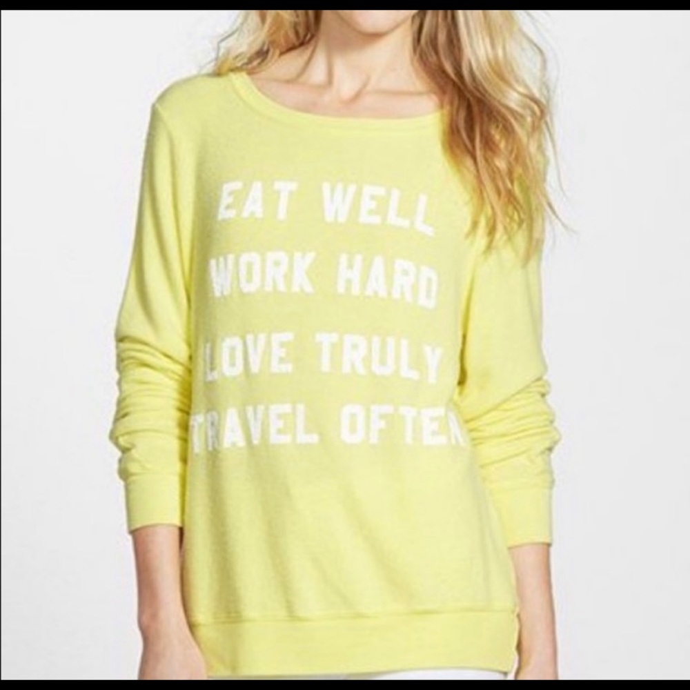 Yellow wildfox couture mantra pullover
